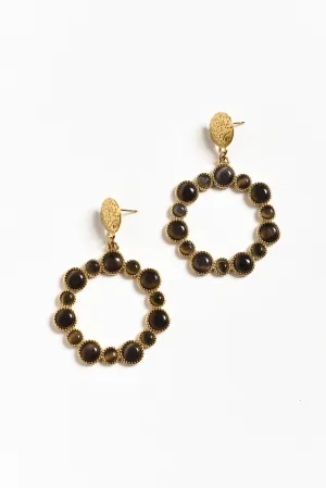 Lively Black Crystal Circle Earrings