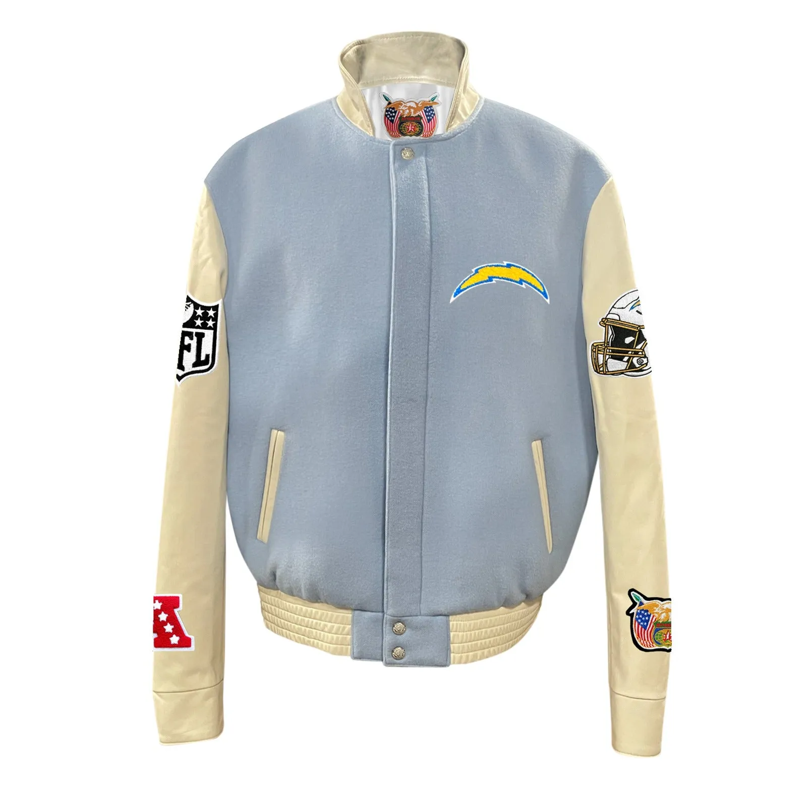 LOS ANGELES CHARGERS WOOL & LEATHER VARSITY JACKET Baby Blue