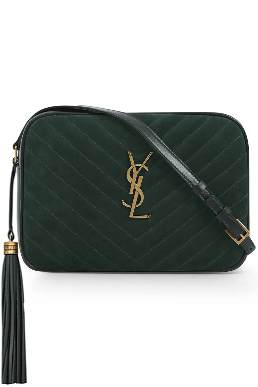 LOU QUILTED SUEDE CAMERA BAG | NEW VERT FONCE/GOLD