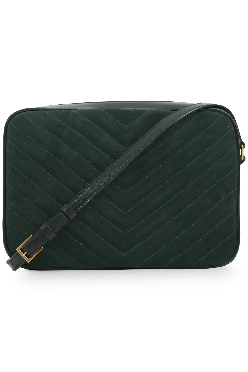 LOU QUILTED SUEDE CAMERA BAG | NEW VERT FONCE/GOLD