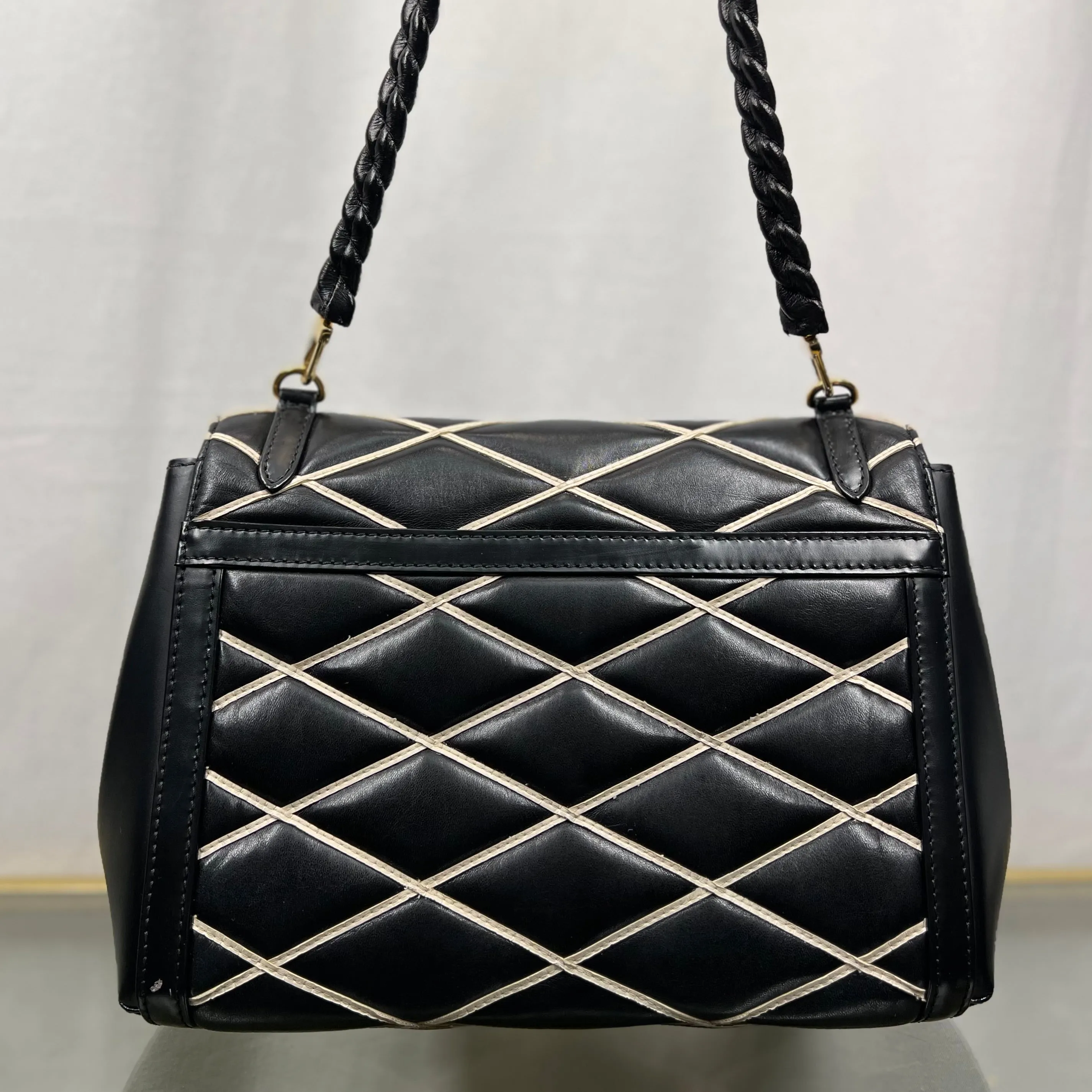 LOUIS VUITTON Malletage Pochette Black White Quilted Lambskin Shoulder Bag