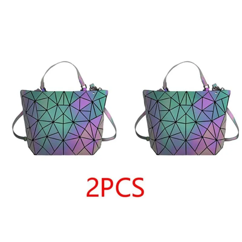 Luminous Makeup Bag Lattice Design Geometric Bag