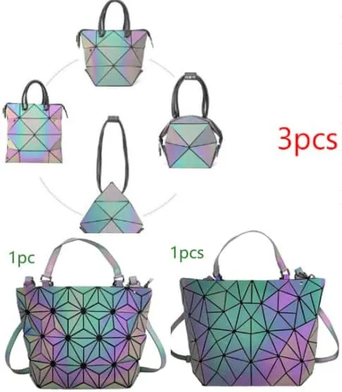 Luminous Makeup Bag Lattice Design Geometric Bag