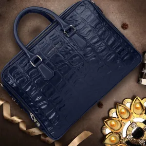 Luxury Corporate Diwali Gift | Great Dane | Genuine Leather Portfolio Bag | Office Bag | Colour -  Blue