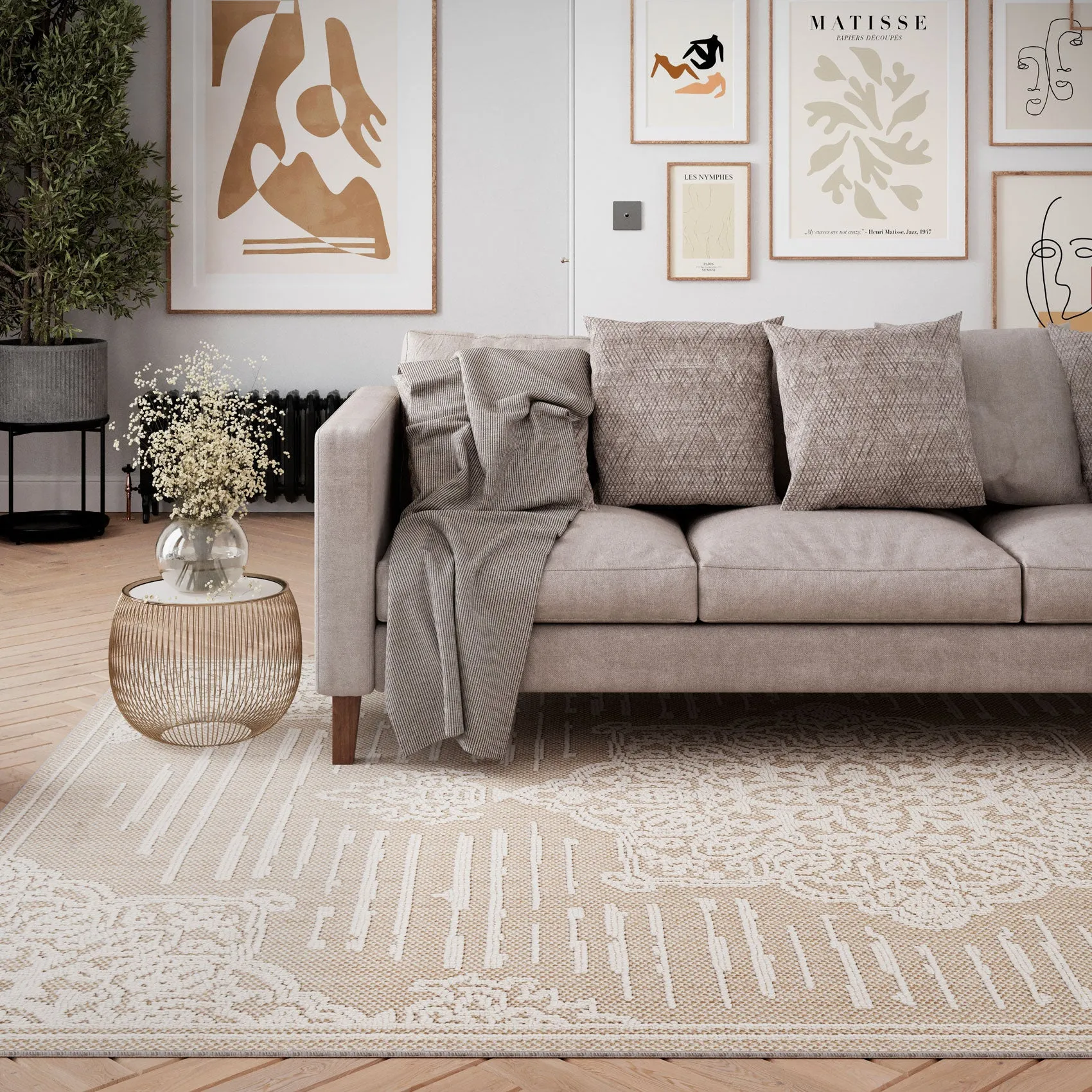 Medallion Beige Area Rug