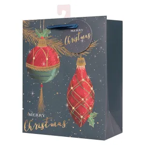 Medium Christmas Finials Gift Bag - 18cm x 23cm x 10cm