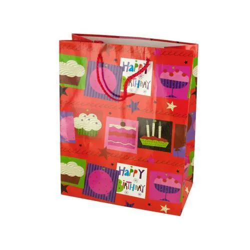 Medium Red Happy Birthday Gift Bag ( Case of 24 )