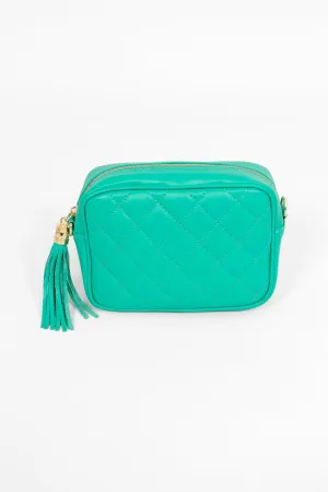 Melissa Quilted Crossbody Bag - Aqua, Pebbled