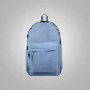 Men Handmade Premium Blue Leather Backpack With two internal compartments