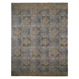 Modern Handknotted Blue Silk Rug