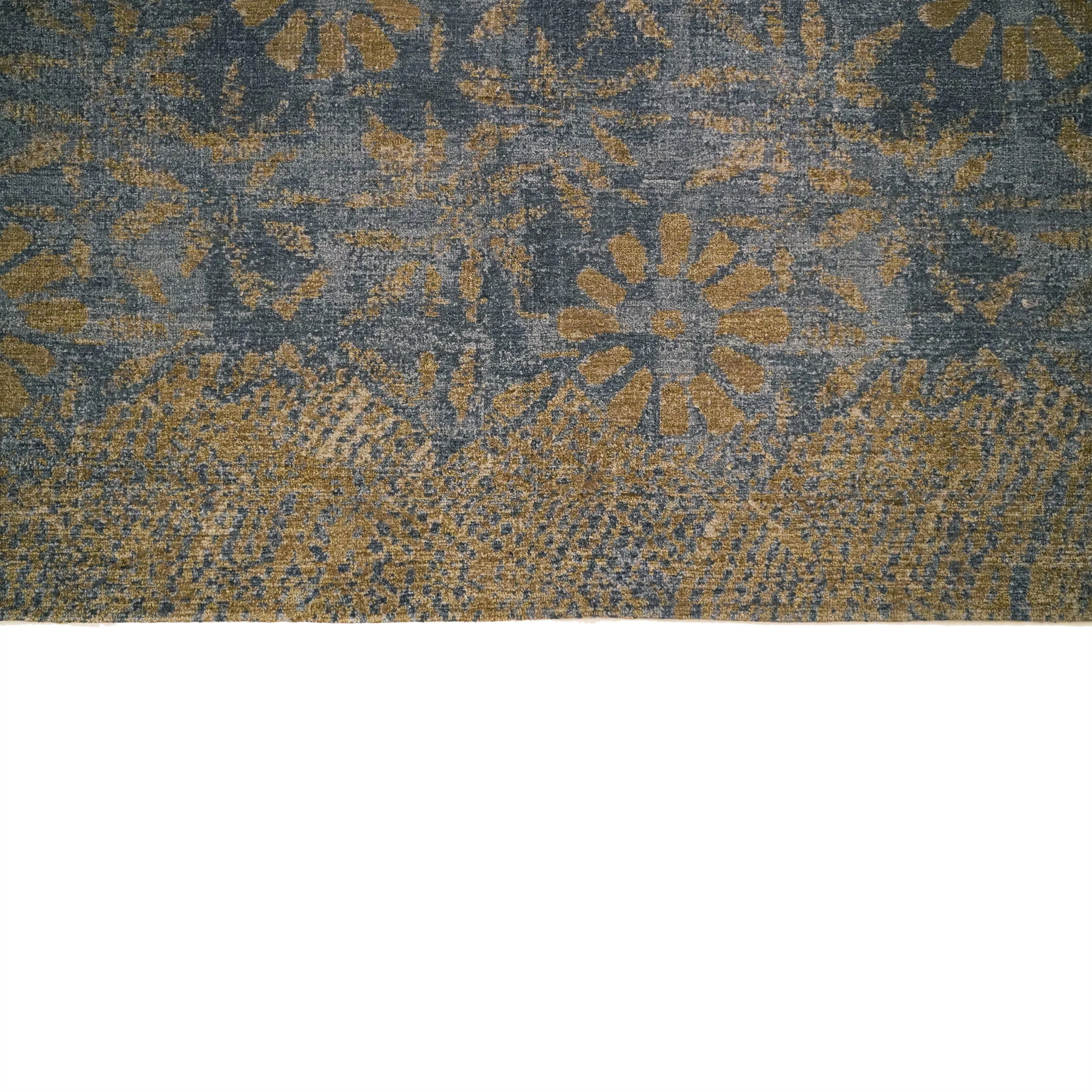 Modern Handknotted Blue Silk Rug