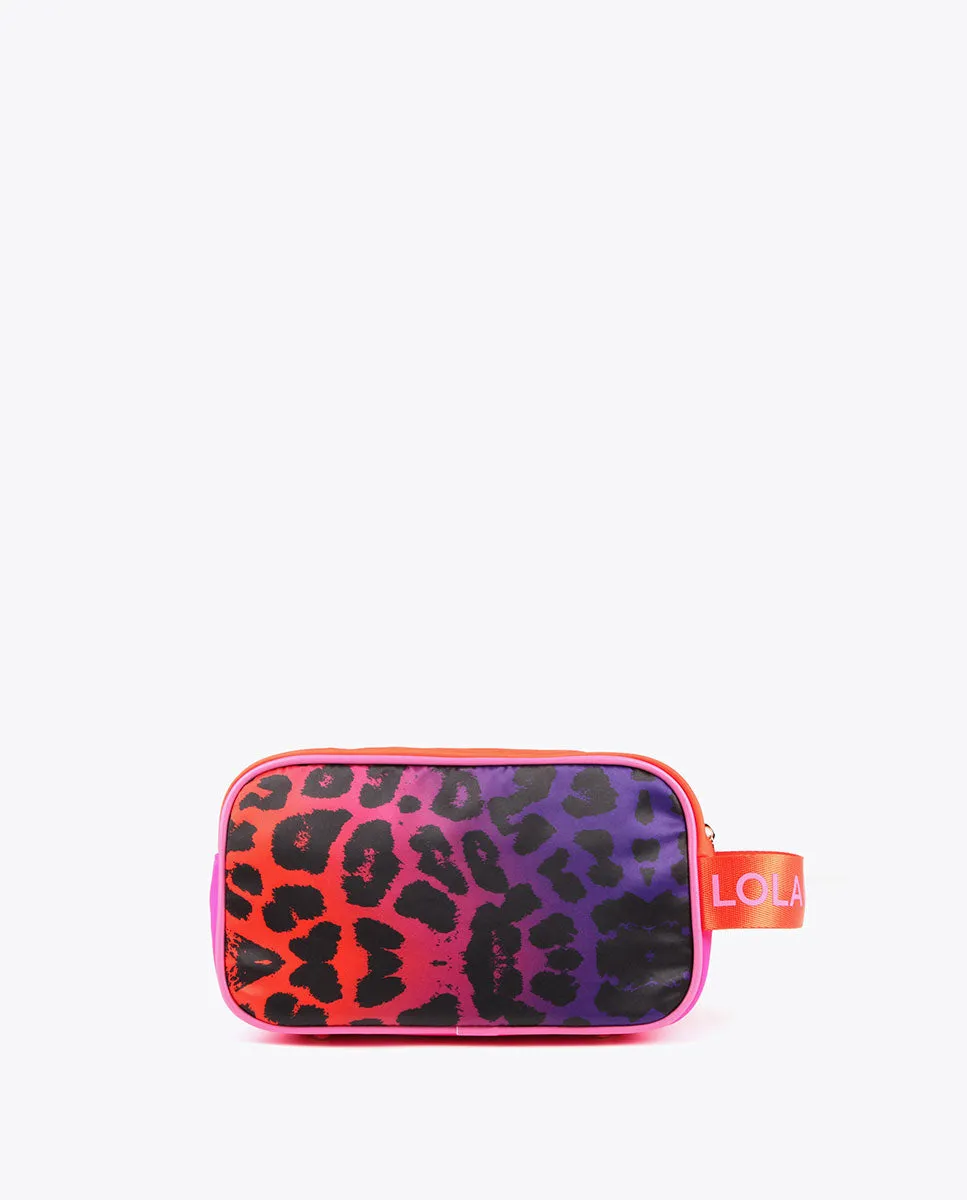 Multicoloured animal print toiletry bag