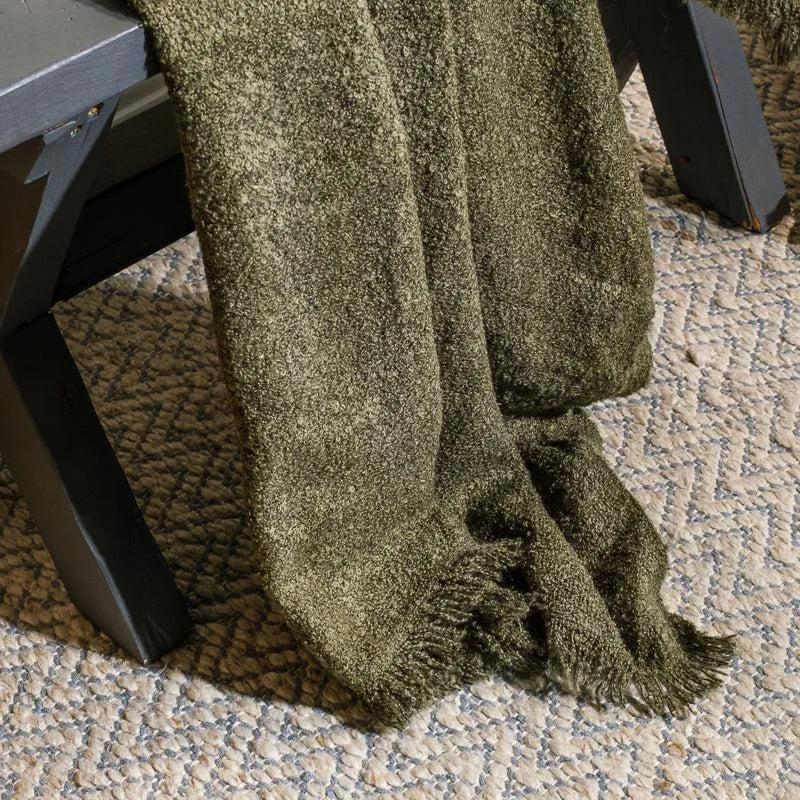 Nest Fringed Throw - Hunter Green