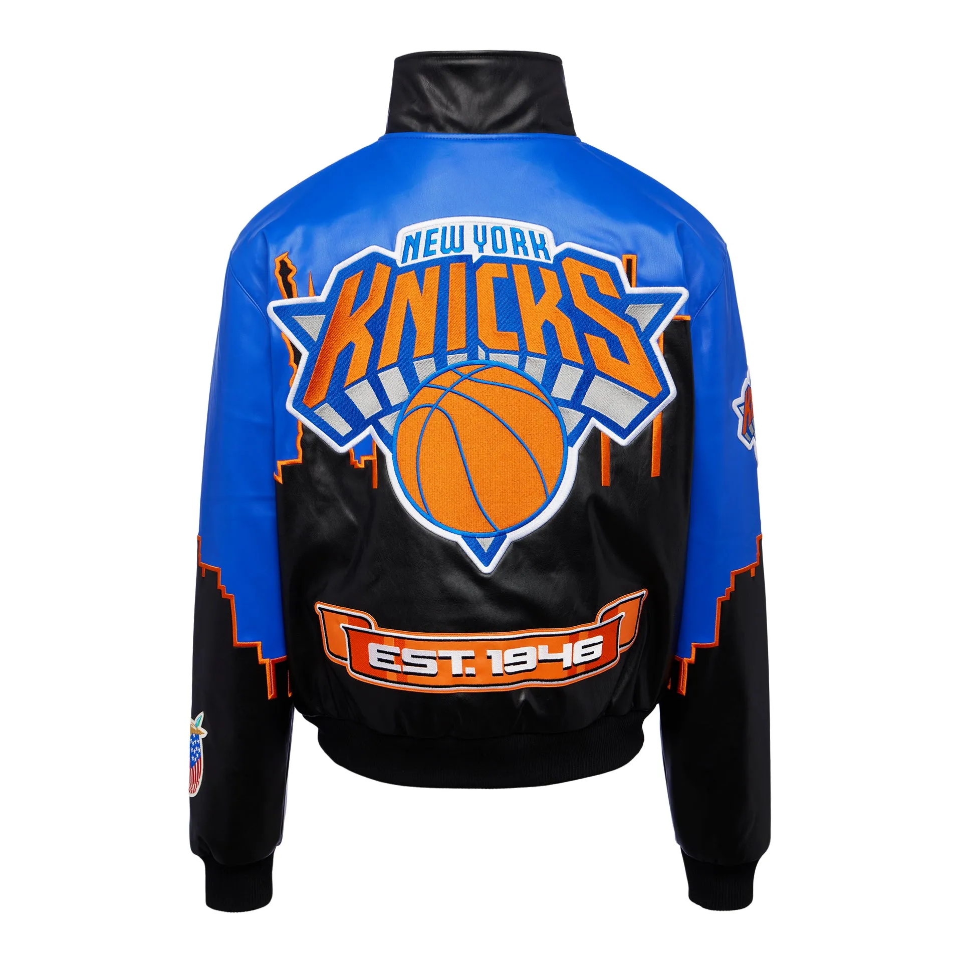 NEW YORK KNICKS SKYLINE VEGAN LEATHER JACKET