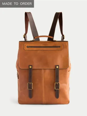 New York Leather Backpack (Camel Color)