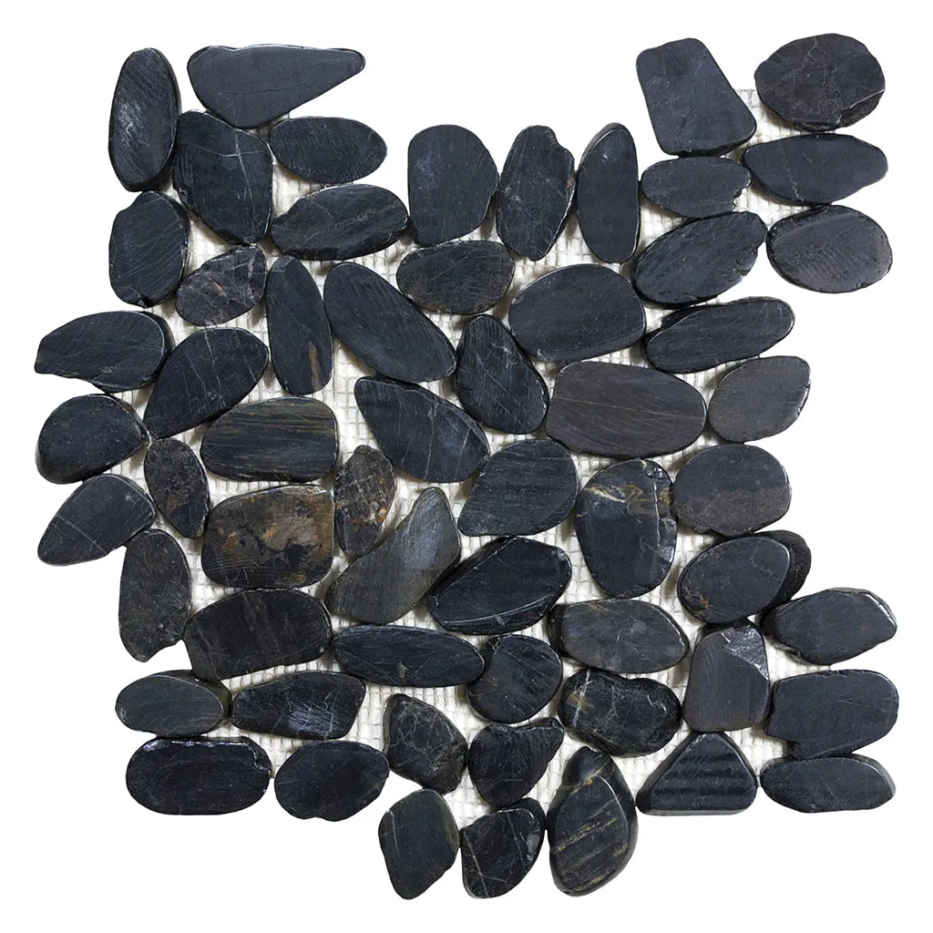 Ocean Stone Black - Shaved Pebble Tile