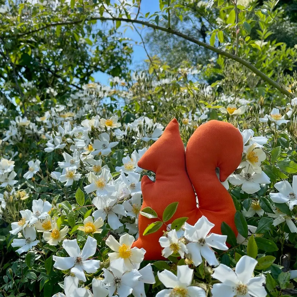 Orange Cecil Squeaky Squirrel Plush Dog Toy