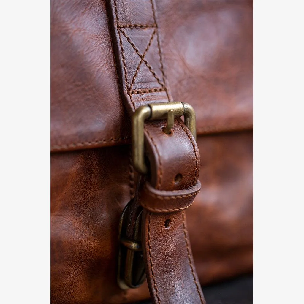 París Cognac Leather Camera Bag