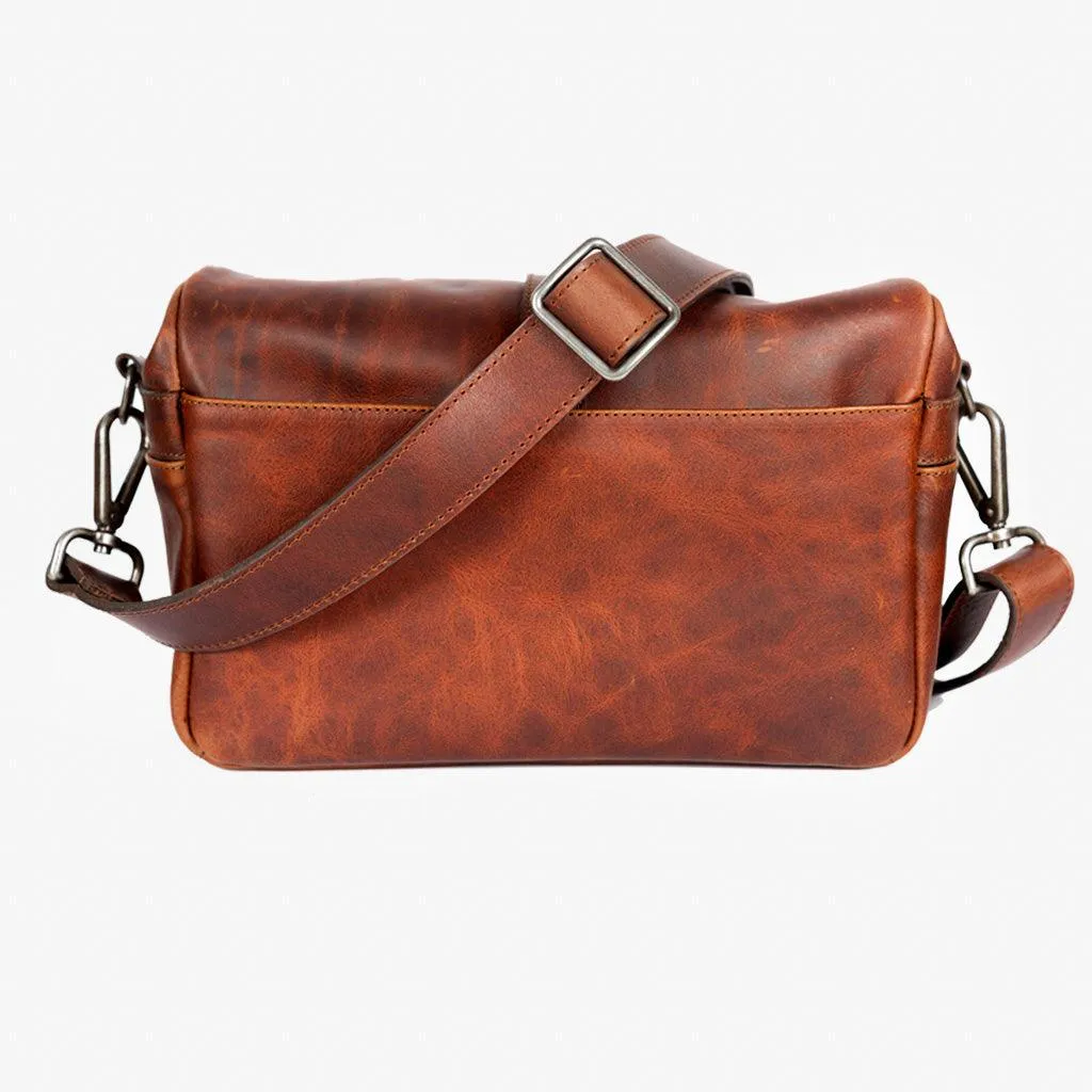 París Cognac Leather Camera Bag