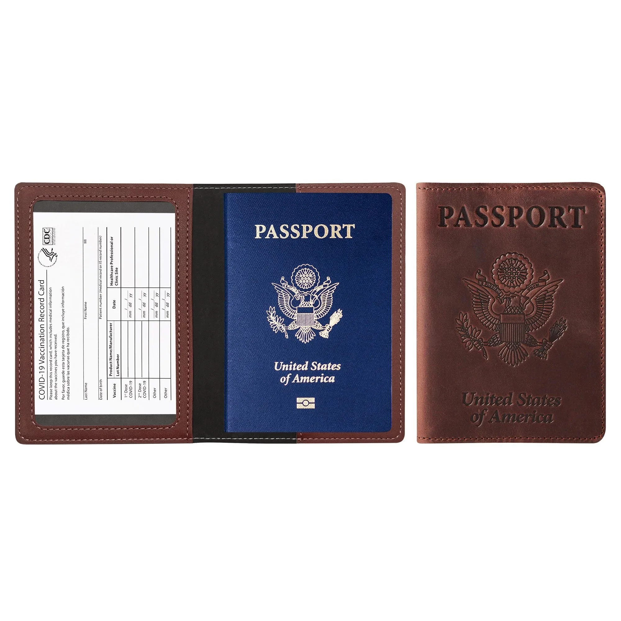 Passport Holder with Vaccination Card Protector