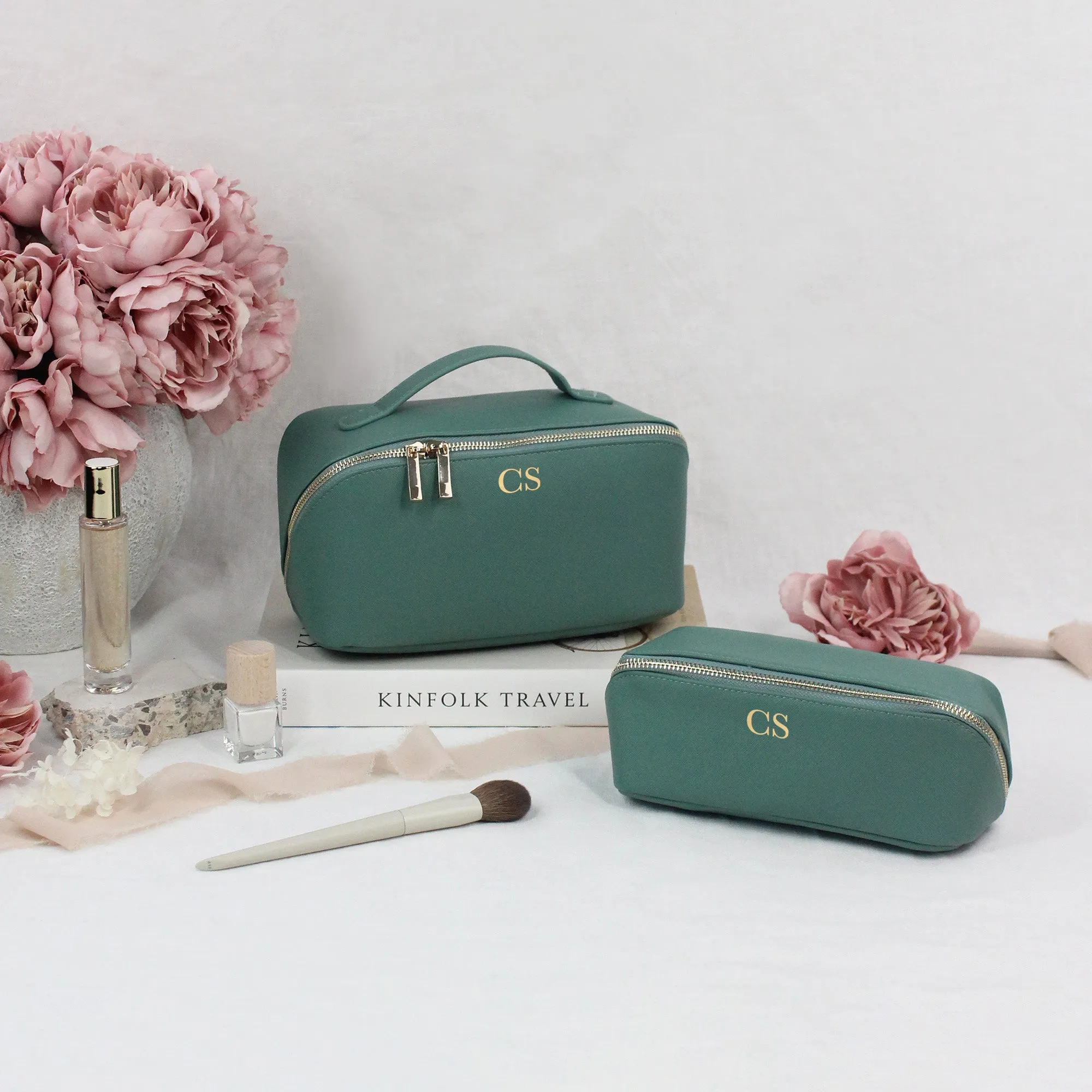 Personalised Luxury Monogrammed Flat Lay Make Up Bag