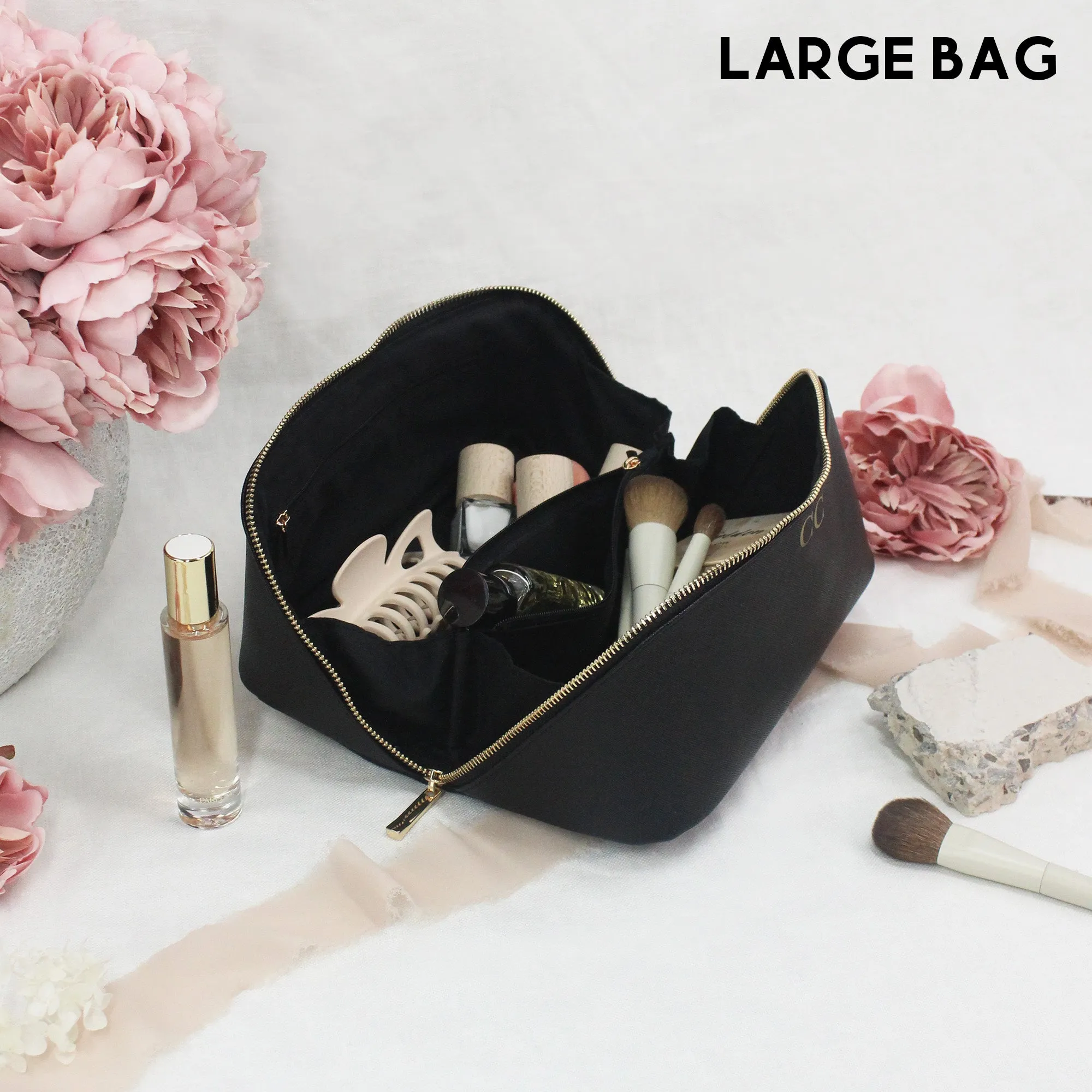 Personalised Luxury Monogrammed Flat Lay Make Up Bag