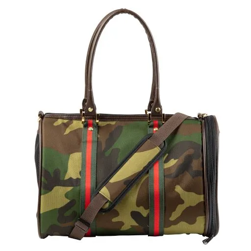 Petote Duffel Dog Carrier - Camo With Red Stripe