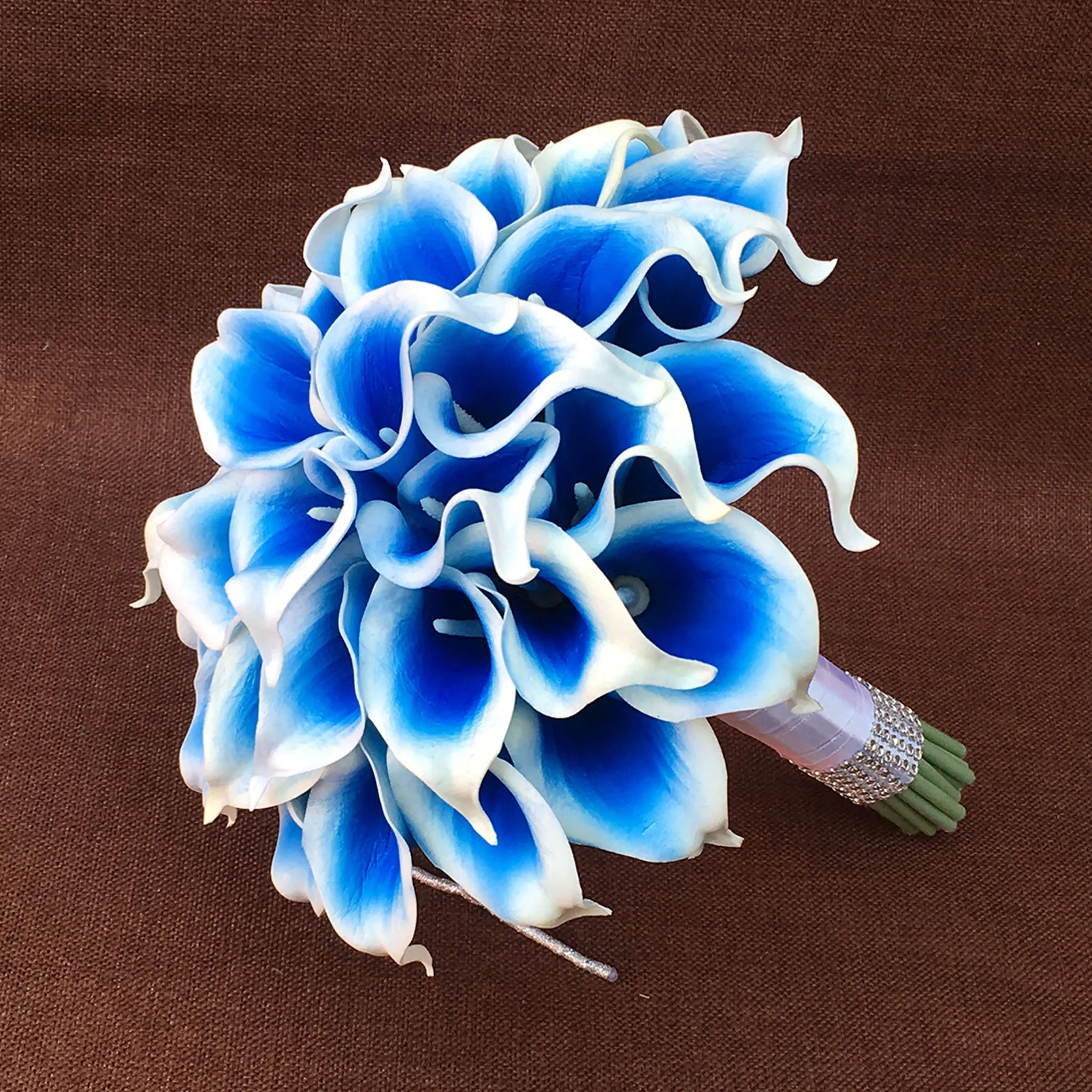 Picasso Blue Calla Lily Wedding Bouquets Boutonniere Corasage