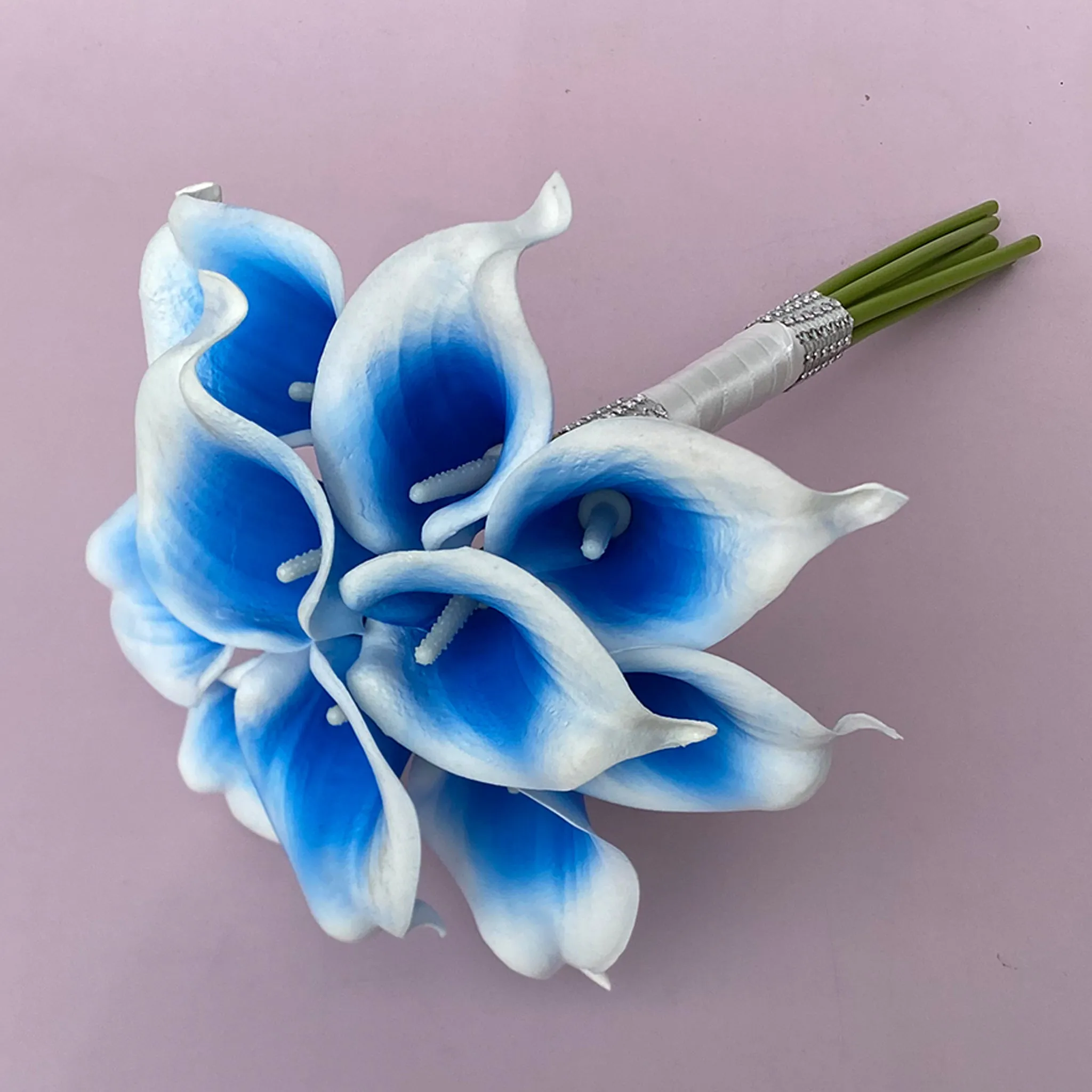 Picasso Blue Calla Lily Wedding Bouquets Boutonniere Corasage