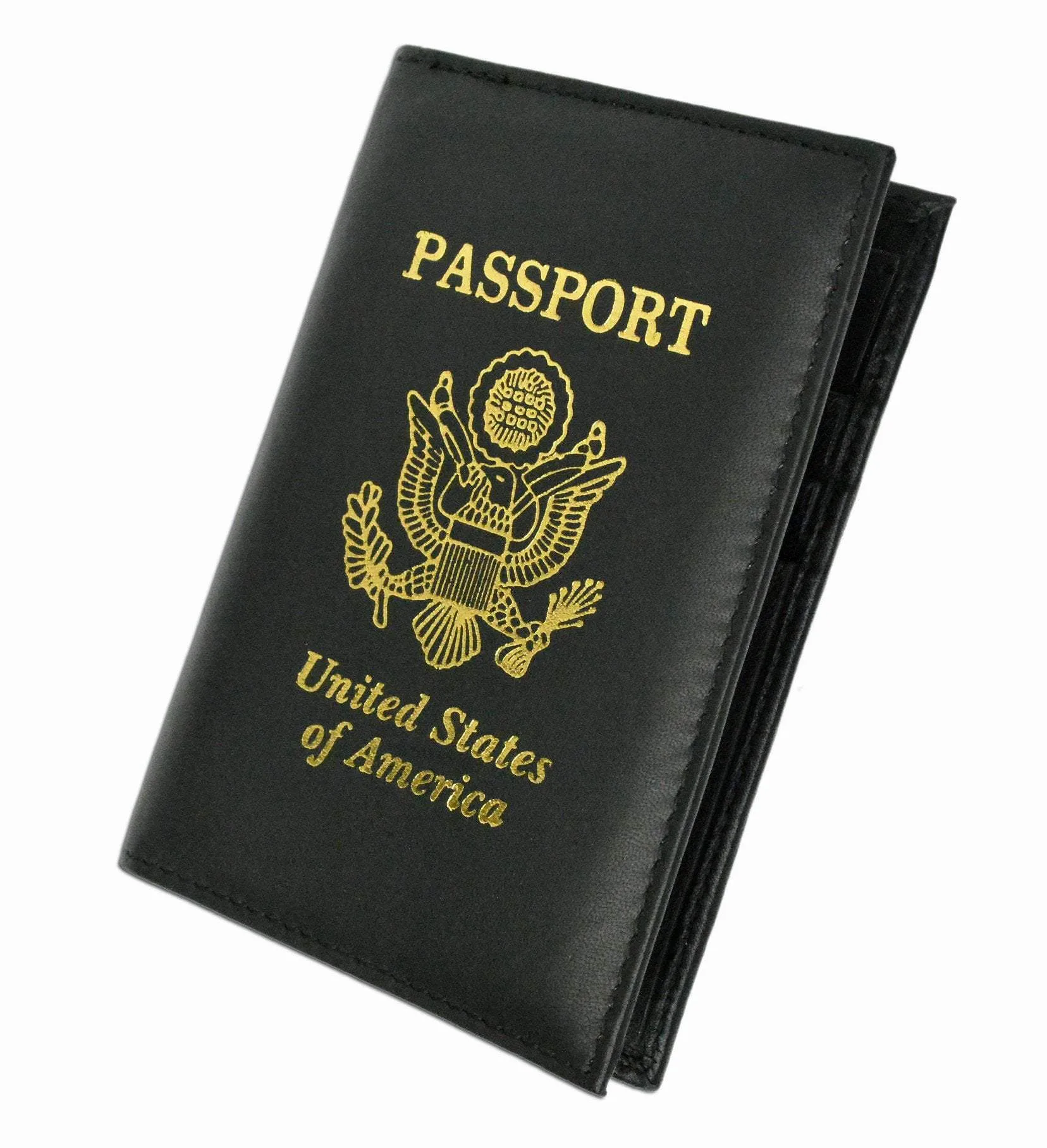 Premium Leather United States Passport Holder Card Holder Golden Print Emblem P 601 USA (C)