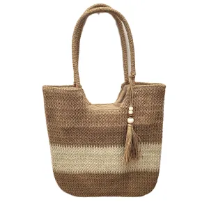 Raphia Beach Bag Tassel and Stripe