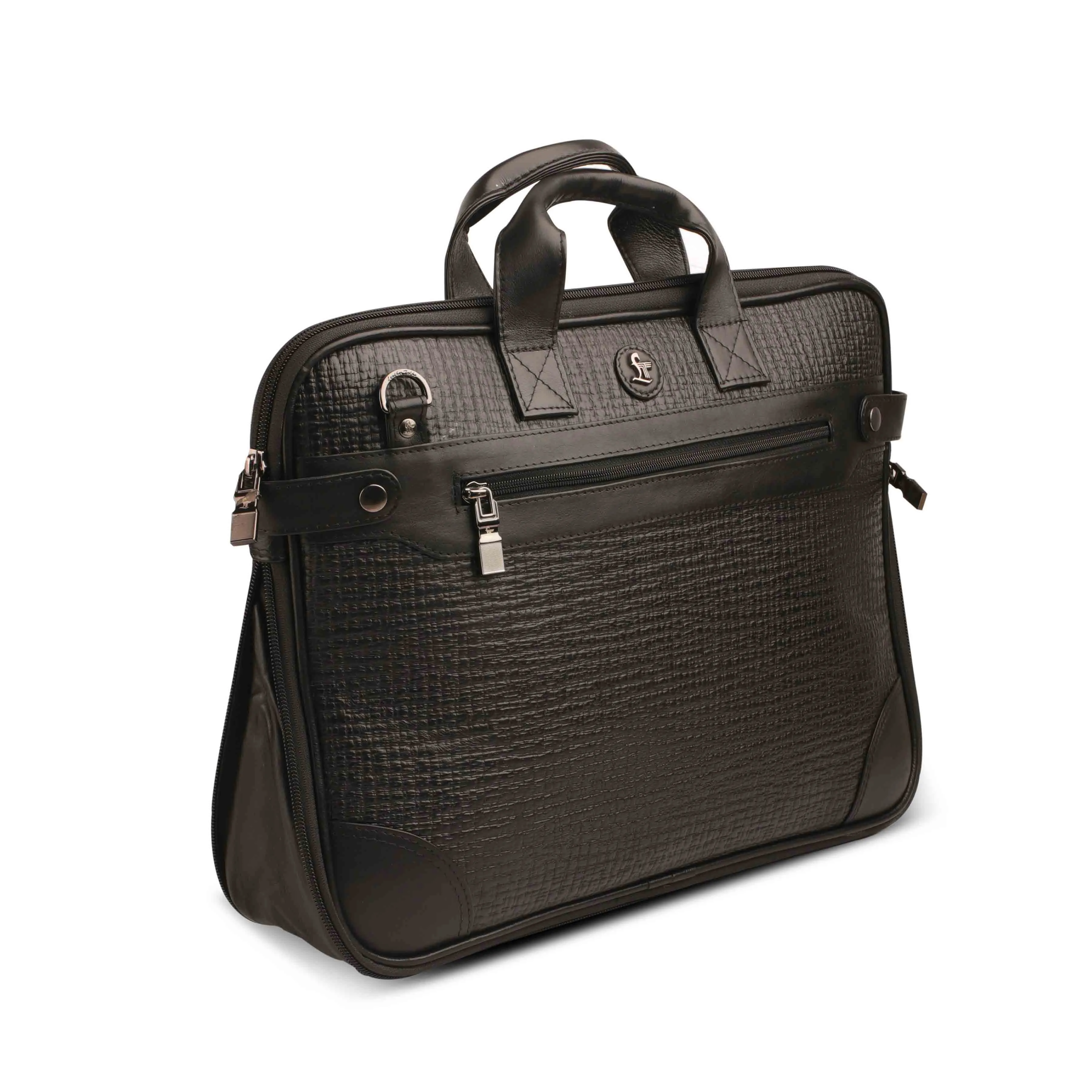 Ready to Ship Luxury Corporate Gift - Office Folio Bag  III | Luxury Corporate Gift | Genuine Leather Portfolio Bag | For Office Use | Colour - Criss cross Black