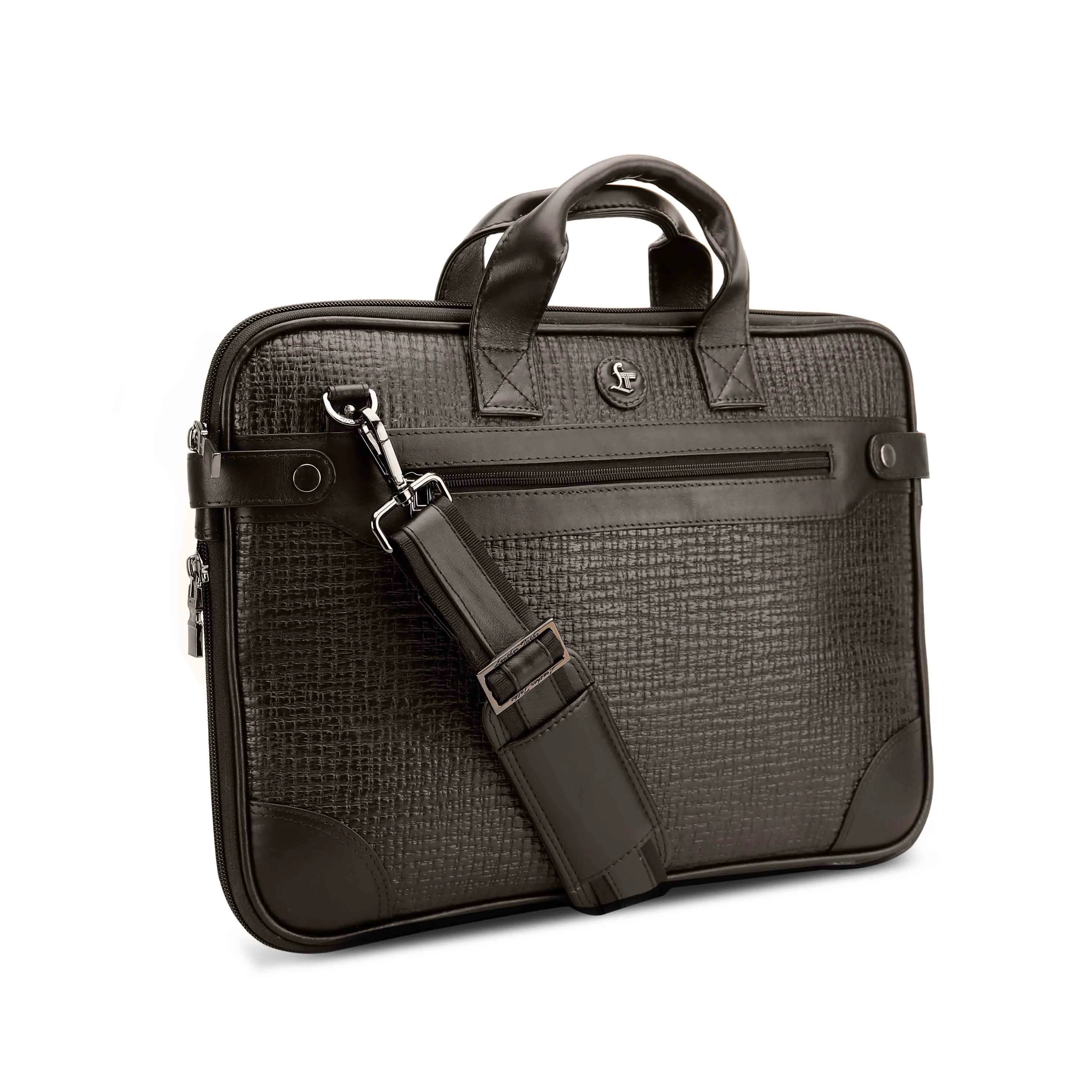 Ready to Ship Luxury Corporate Gift - Office Folio Bag  III | Luxury Corporate Gift | Genuine Leather Portfolio Bag | For Office Use | Colour - Criss cross Black