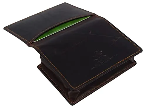 RFID Blocking Buffalo Leather Business Card Case Holder for Men & Women