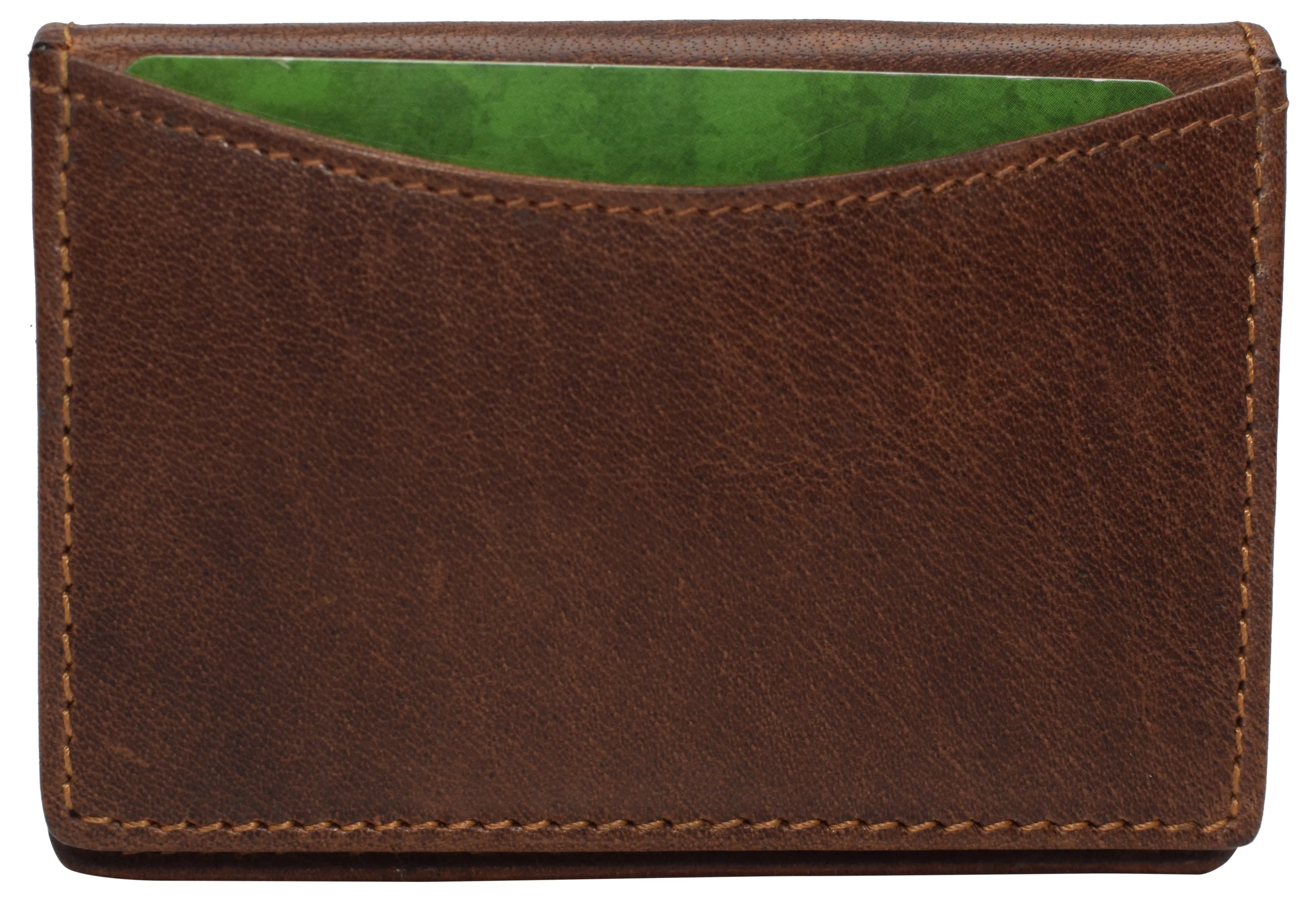 RFID Blocking Buffalo Leather Business Card Case Holder for Men & Women