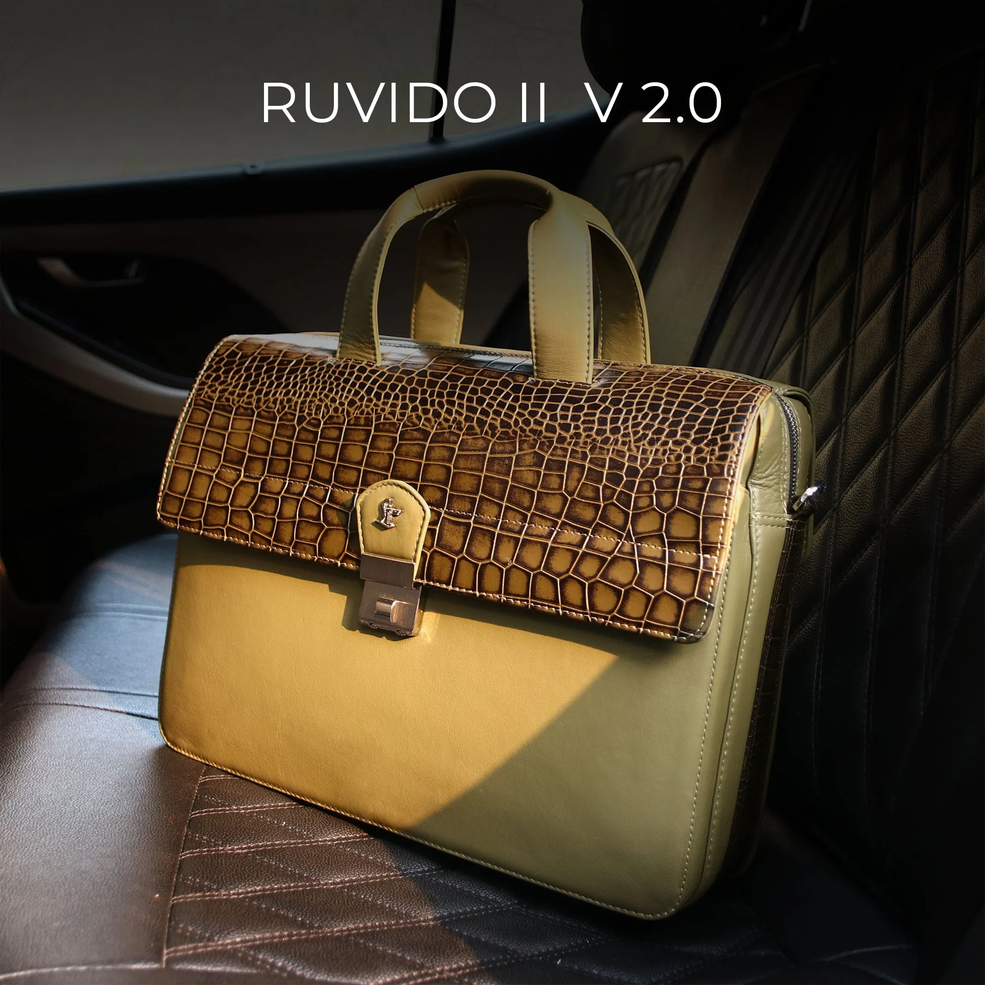 Ruvido II V 2.0 | Luxury Leather Laptop/ Office Bag For Men | Fits 15.5 in” Laptop | Black, Brown , Olive Green & Blue