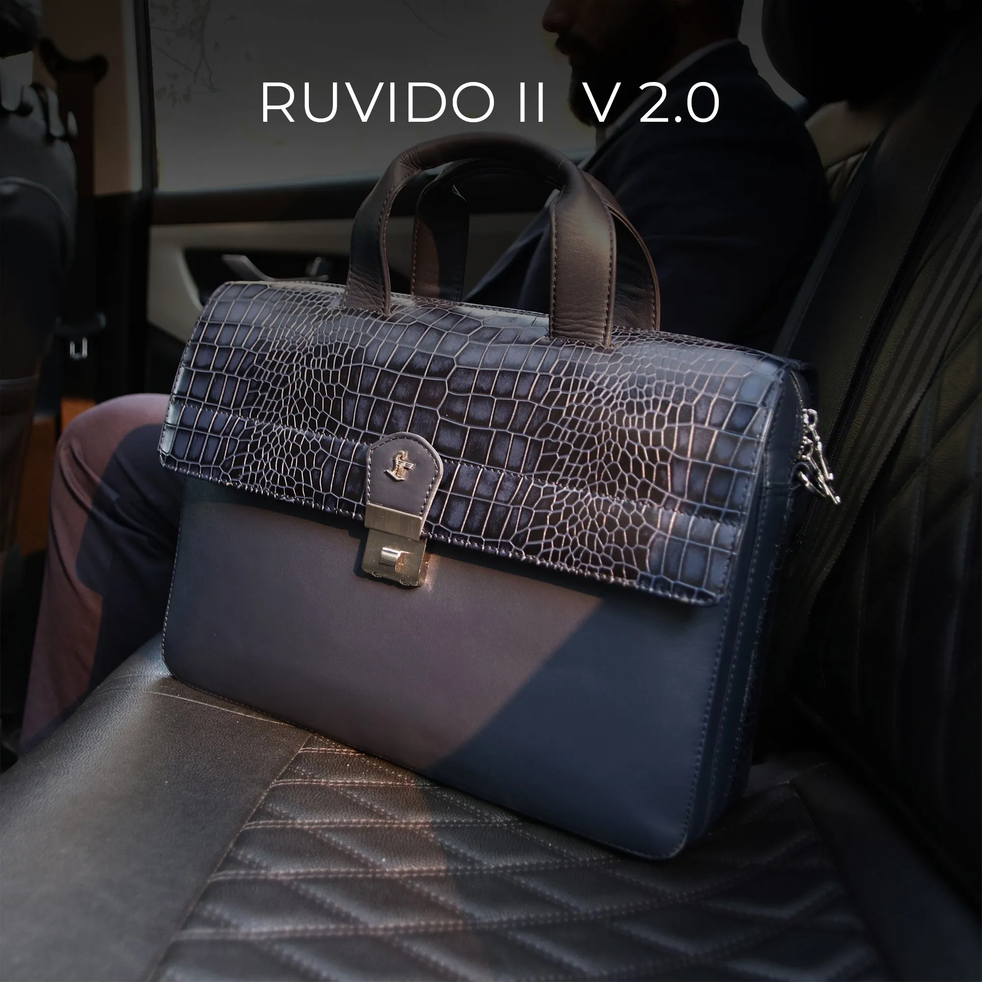 Ruvido II V 2.0 | Luxury Leather Laptop/ Office Bag For Men | Fits 15.5 in” Laptop | Black, Brown , Olive Green & Blue