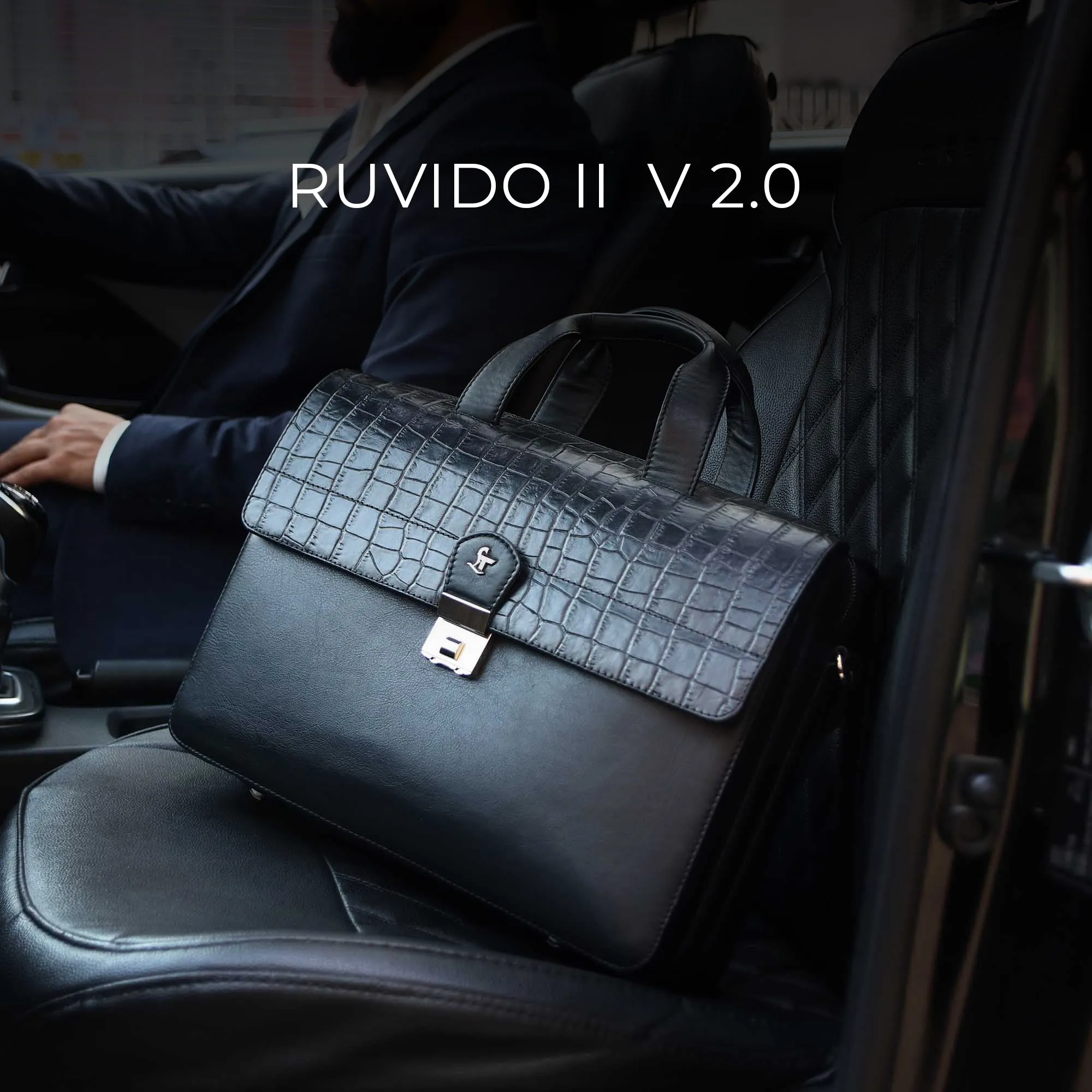 Ruvido II V 2.0 | Luxury Leather Laptop/ Office Bag For Men | Fits 15.5 in” Laptop | Black, Brown , Olive Green & Blue