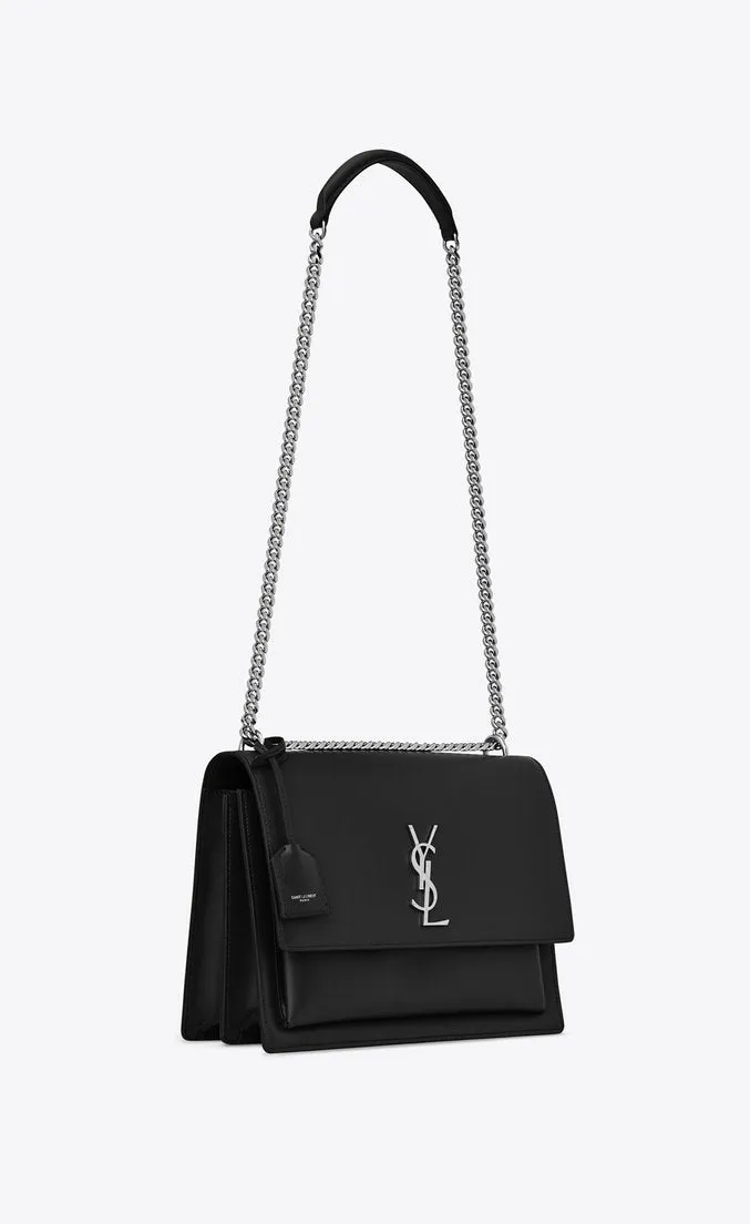 Saint Laurent Small Sunset Bag Black Grained