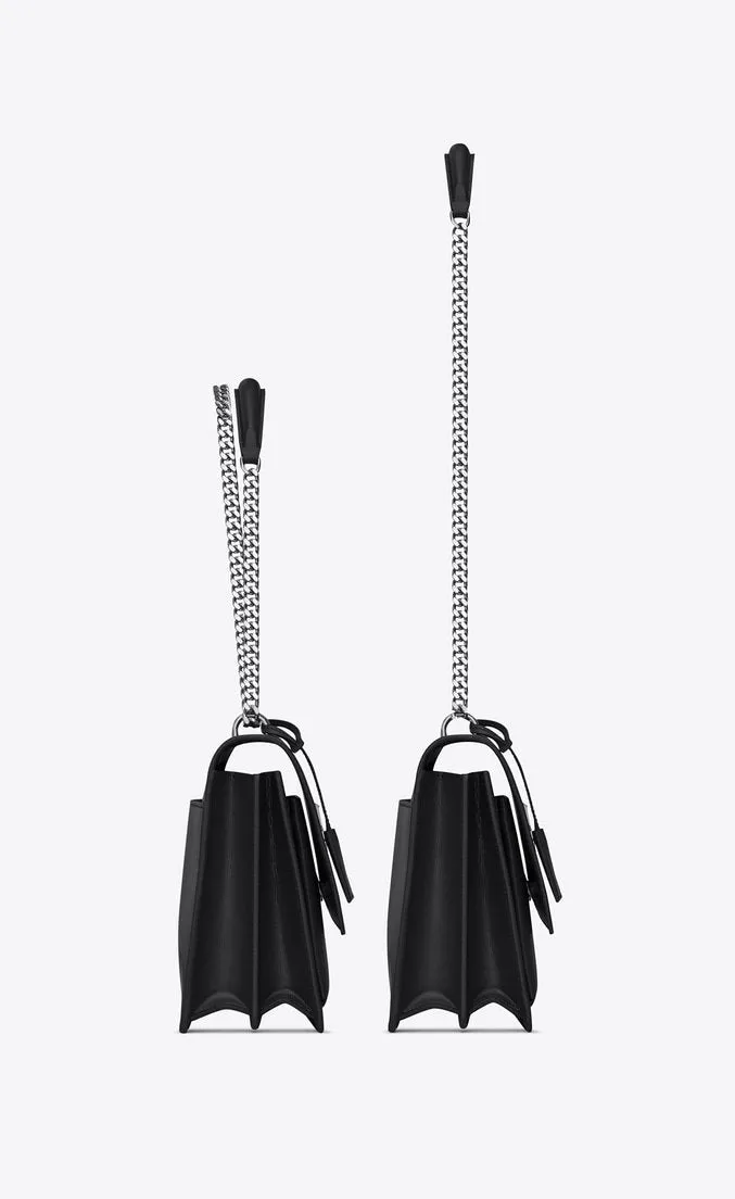 Saint Laurent Small Sunset Bag Black Grained