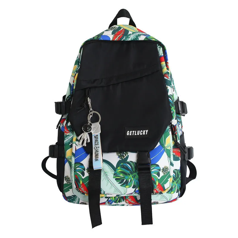 Schoolbag Men's  New Ins Korean Style Graffiti Backpack Large Capacity Early High Middle and Large School Bag Women's Fashion Backpack