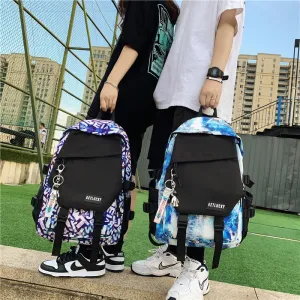 Schoolbag Men's  New Ins Korean Style Graffiti Backpack Large Capacity Early High Middle and Large School Bag Women's Fashion Backpack