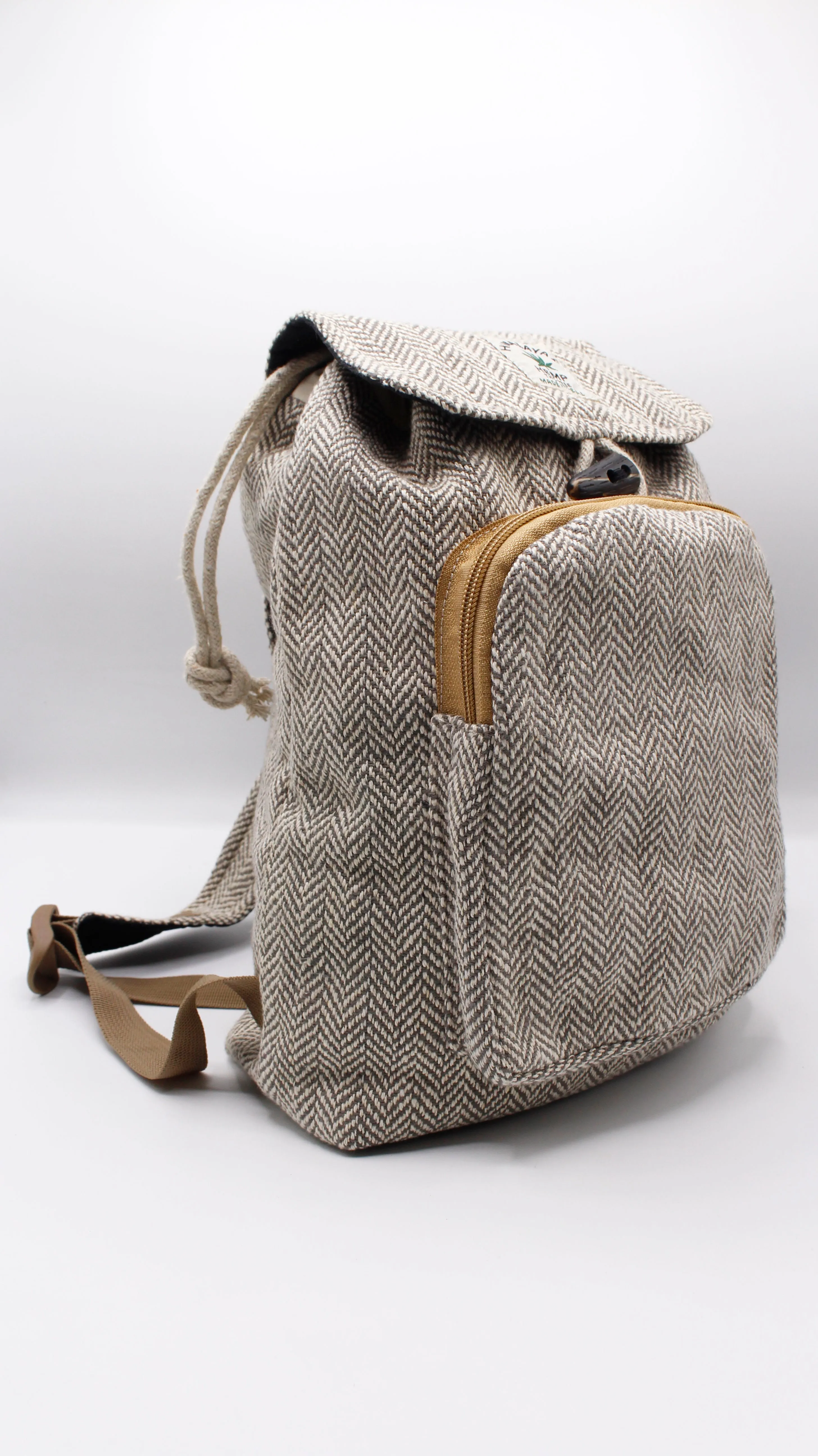 Seashell Gray Herringbone Unisex Hemp Backpack