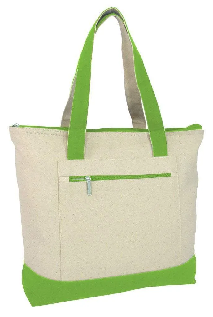 SET OF 24 HEAVY CANVAS ZIPPERED SHOPPING TOTE BAGS