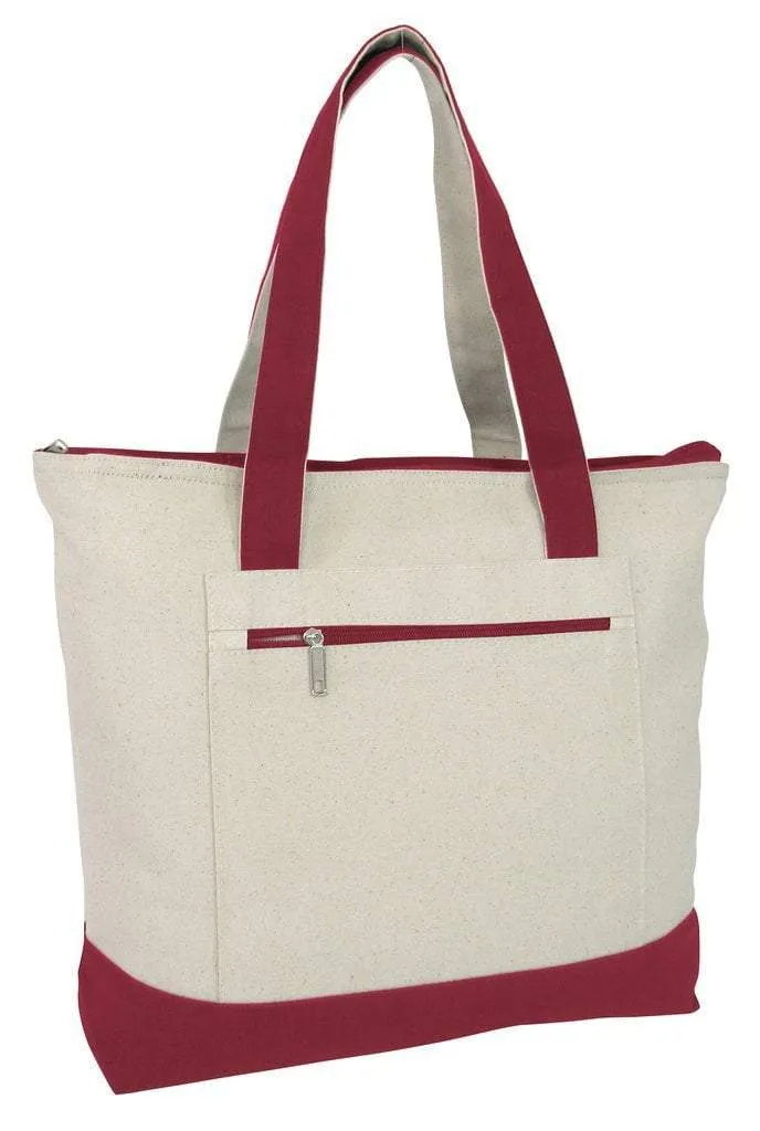 SET OF 24 HEAVY CANVAS ZIPPERED SHOPPING TOTE BAGS