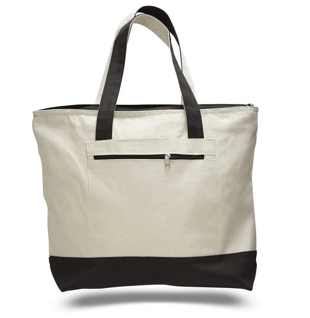 SET OF 24 HEAVY CANVAS ZIPPERED SHOPPING TOTE BAGS