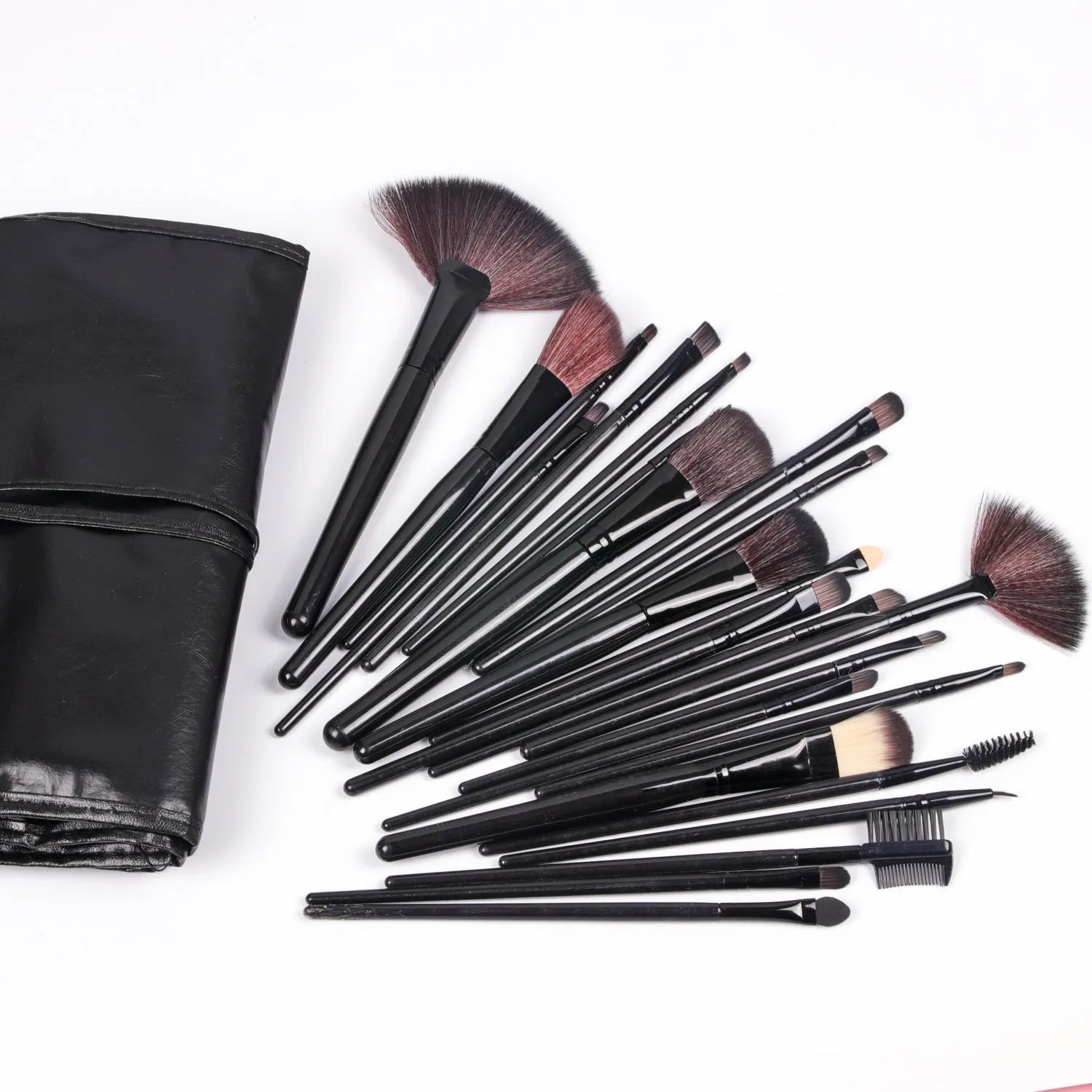 Shadowing 24 Makeup Brushes Set, Brownnatural Wood