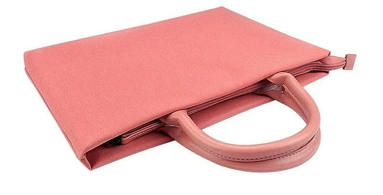 Shockproof Soft Handle Zipper Laptop Bag- Pink