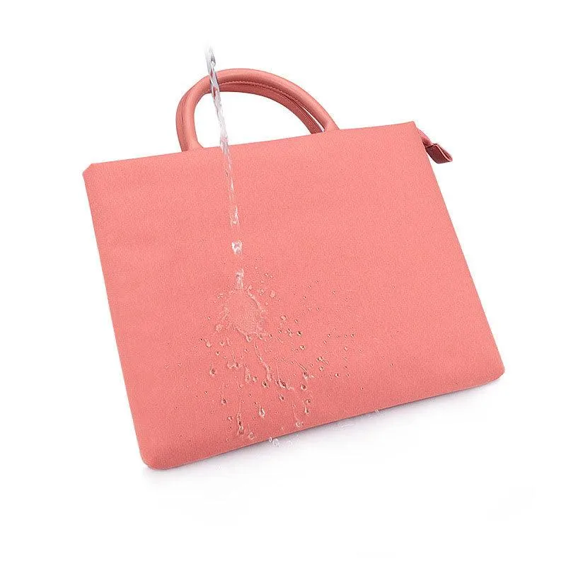 Shockproof Soft Handle Zipper Laptop Bag- Pink