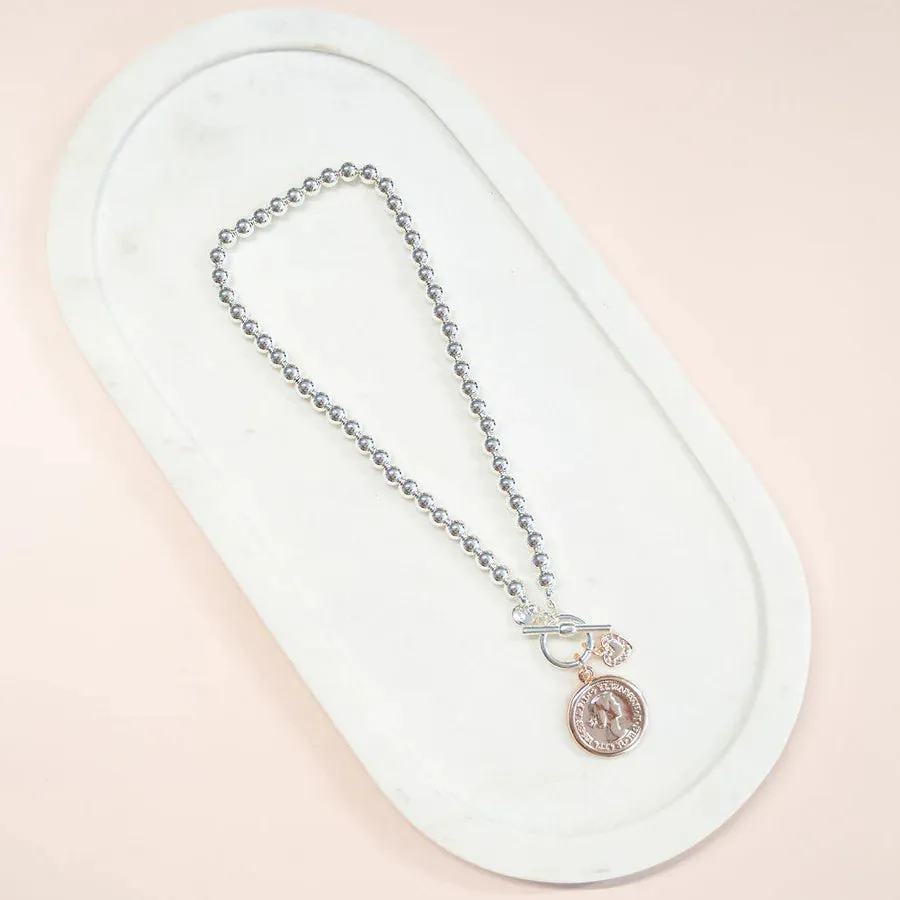 SHORT | Rose Gold & Silver Beads & Coin Necklace